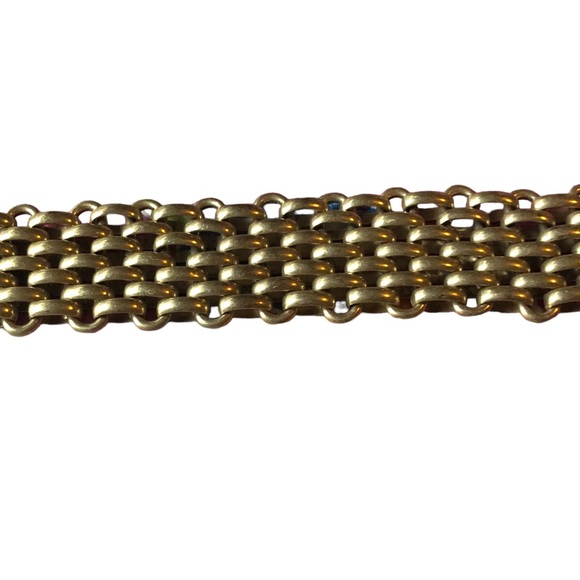 ECLucky Brand Mesh Link Bracelet Wide Gold Pave bracelet. Has lucky brand clover - Picture 8 of 8